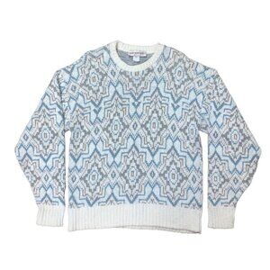 Vintage Sweater Men's Size Large Ivory‎ Blue Beige Cotton Knit Northern Isles
